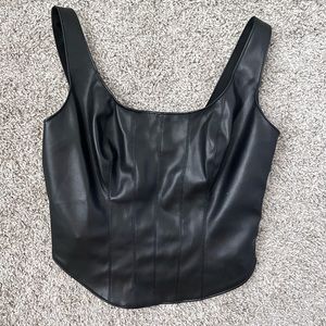 Cropped leather tank